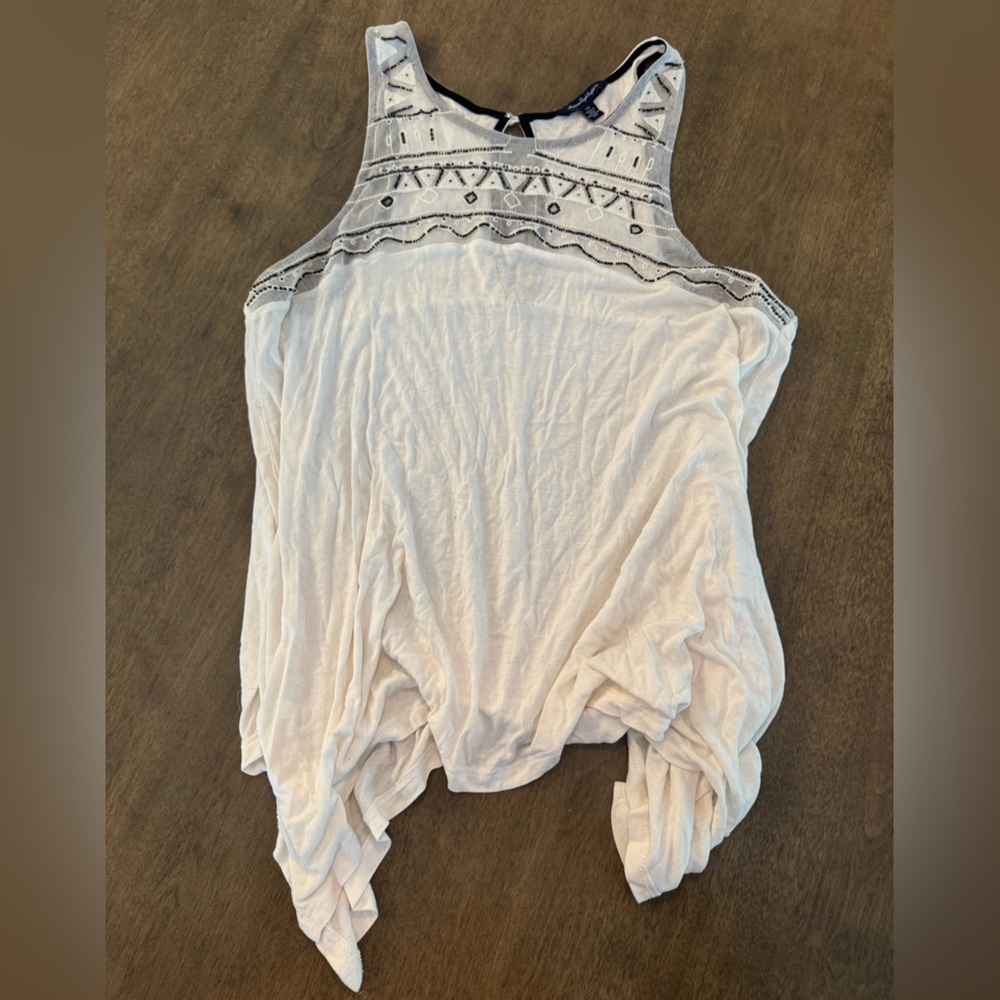 American Eagle Outfitters White and Black flowy tank